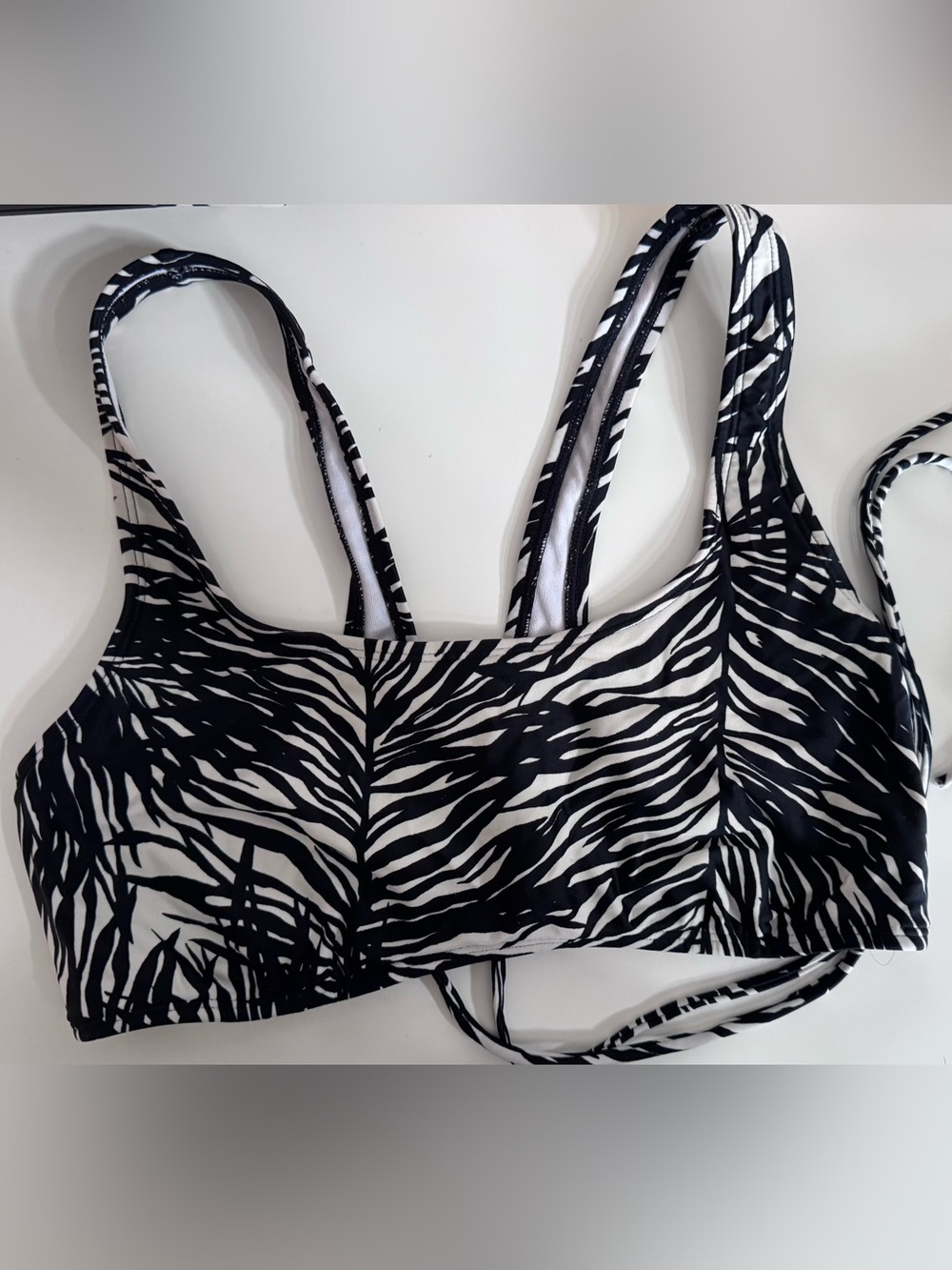 Athleta Black and White Palms Print Bikini Top and Bottom swimsuit